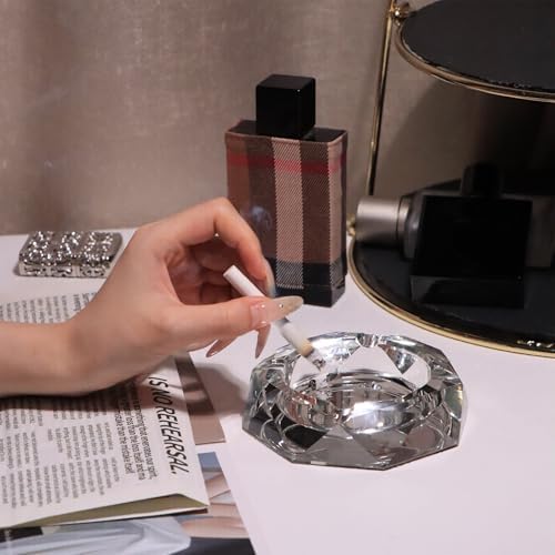 Coomin Crystal Glass Ash Tray with Iridescent Finish