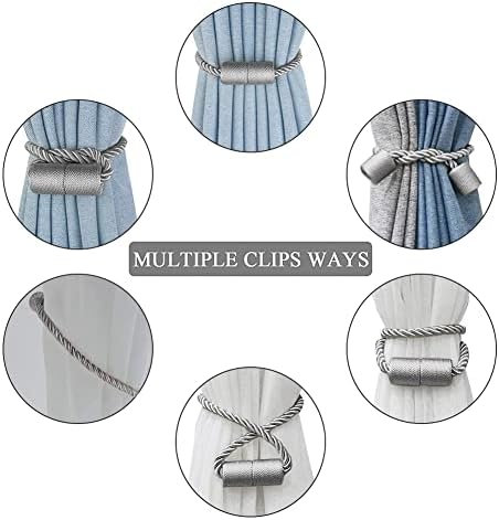 2 Pack Strong Magnetic Curtain Holdbacks - Grey