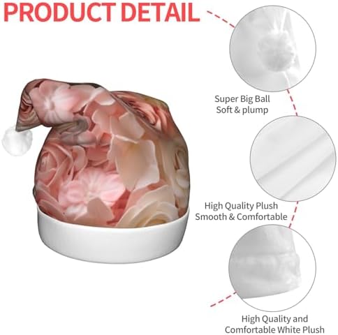 Beautiful Flower Cake3 Print Christmas Santa Hat Plush Light Up for Adult