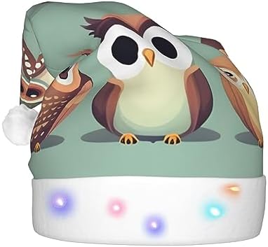 Qin Zheng Cartoon Owls LED Santa Hat for Christmas Party
