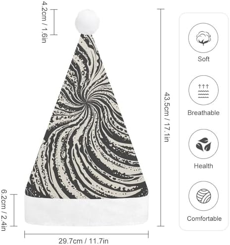 Santa Hat White Leaf Swirl Christmas Headwear for Adults