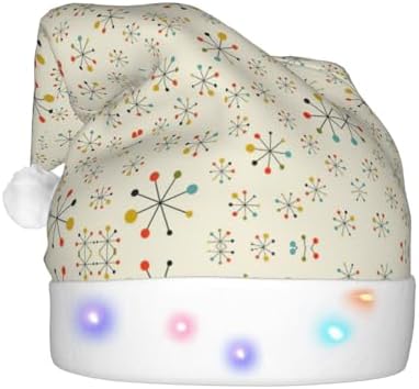 Retro Modern Christmas Santa Hat Plush Light Up Funny Adult Headwear