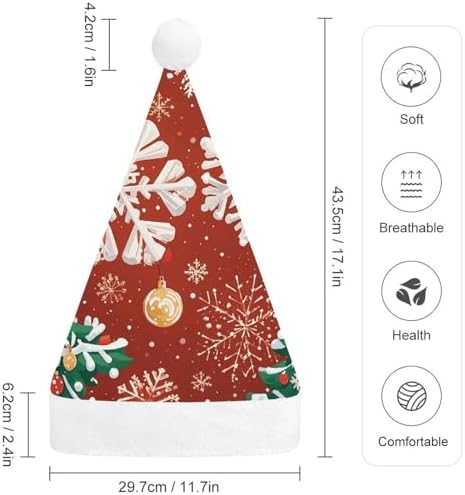 Santa Hat With Snowflakes And Christmas Trees Holiday Headwear