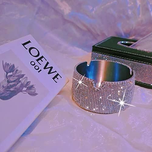 Silver Glitter Ashtray - Diamond Rhinestone Design
