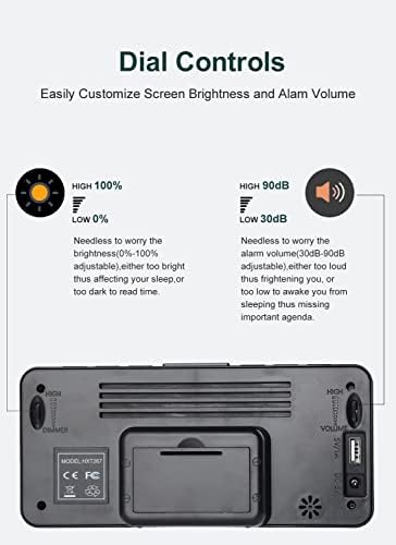 75 Inch Digital Alarm Clock with Dimmer and Dual Alarms