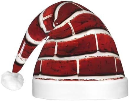 QINZHENG Brick Red LED Santa Hat for Adults Christmas Party Hat