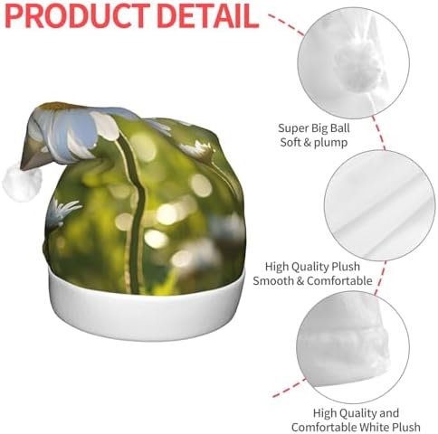 QINZHENG White Daisy Santa Hat with LED Lights for Christmas Party