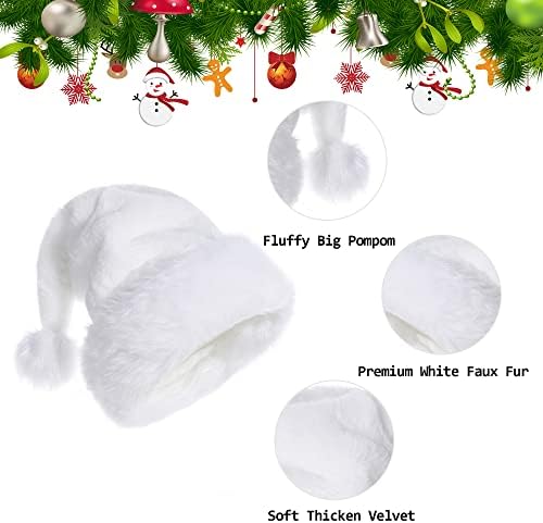 Tokforty Santa Hats for Adults Unisex Velvet Touch Winter Christmas Hats