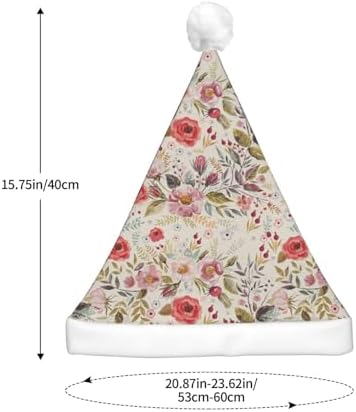 Flower Leaf Print Christmas Santa Hat Plush Light Up Funny Adult Party Hat