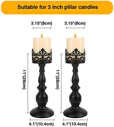 Gothic Matte Black Candle Holder Set of 2