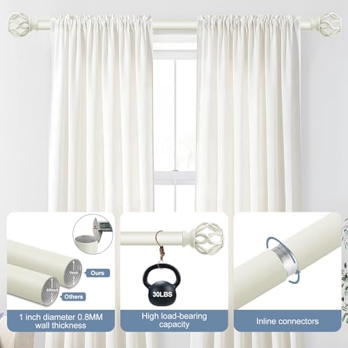 White Twisted Cage Finials Curtain Rod for Windows