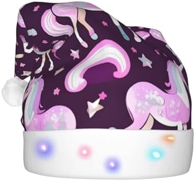 Unicorns Pink Christmas Hat with LED Lights