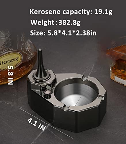Stainless Steel Cigarette Ash Tray with Refillable Lighter