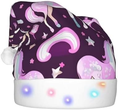 Unicorns Red Print LED Christmas Hat For Adults
