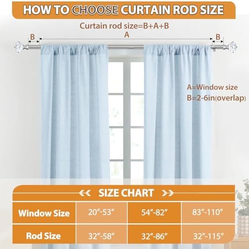 TONIAL Window Rods 32-86 Inches with Acrylic Diamond Finial and Nickel Finish