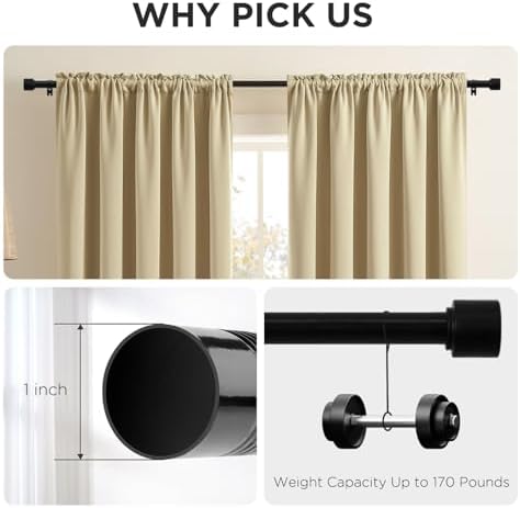 Joydeco Adjustable Curtain Rods 32-120 Inches
