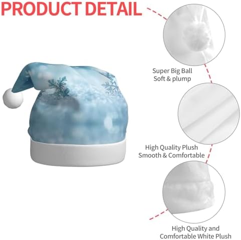 Blue Christmas Snowflake Print Santa Hat Plush Funny Adult Party