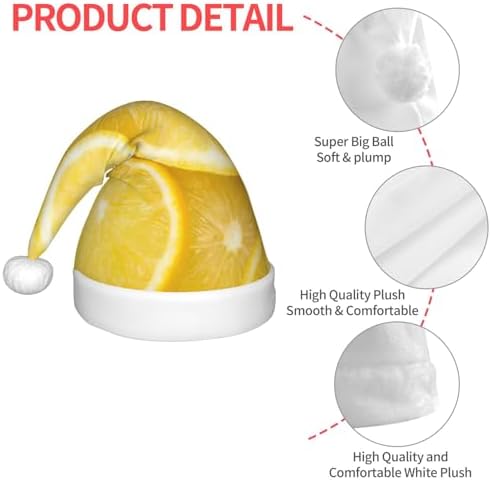 Yellow Lemon Print Christmas Santa Hat Small Size
