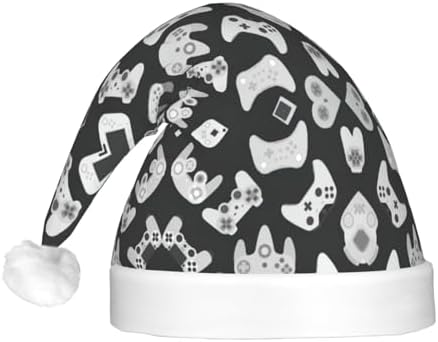 Game Controller Print Christmas Santa Hat Plush Light Up Funny Adult Hat