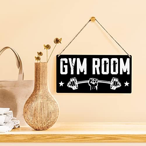 Gym Room Sign Wooden Hanging Wall Art Decor 12x6 Inches