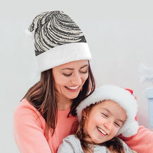Santa Hat White Leaf Swirl Christmas Headwear for Adults