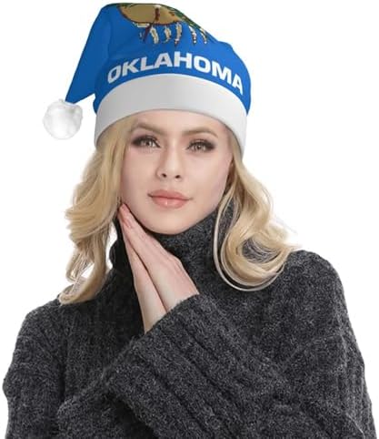 Oklahoma State Flag Christmas Hat with LED Lights