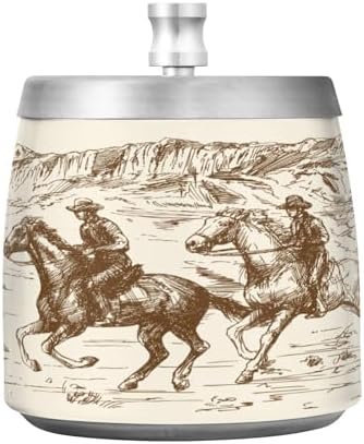 YANENDIE Western Desert Cowboy Ashtray with Lid