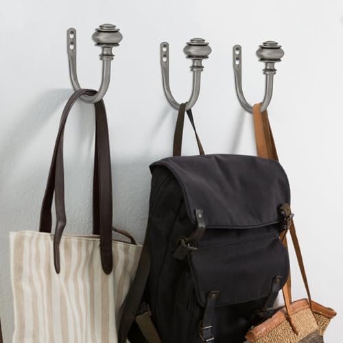 Curtain Holdbacks 4 Pack Grey Wall Mounted Hooks