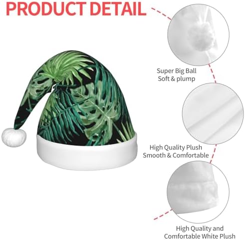 Transparent Palm Leaf Print Santa Hat for Christmas Party