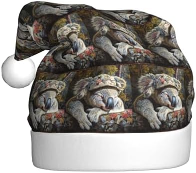Sleeping Koala Christmas Santa Hat Plush Funny Adult Party Hat