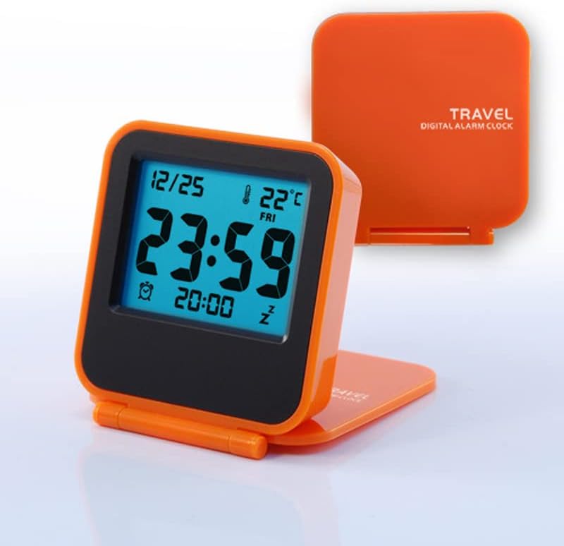 Compact Digital Travel Alarm Clock with Night Light and Folding Design