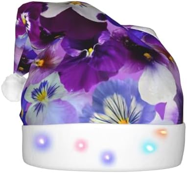 Purple Flower Print LED Christmas Hat Unisex Adult