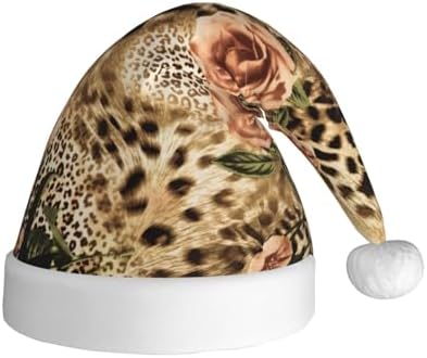 QinZheng Striped Leopard Print Santa Hat for Women