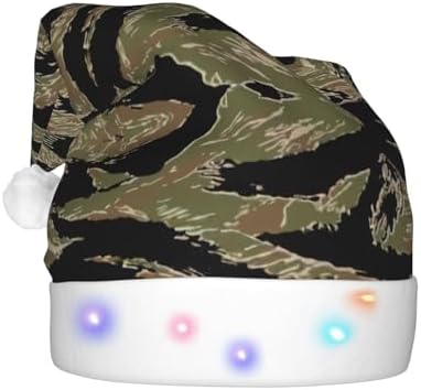 Tiger Stripe Camo Light Up Santa Hat for Adults