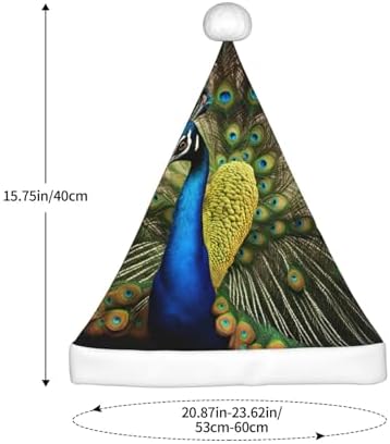 QINZHENG Peacock Feather Print Santa Hat for Women