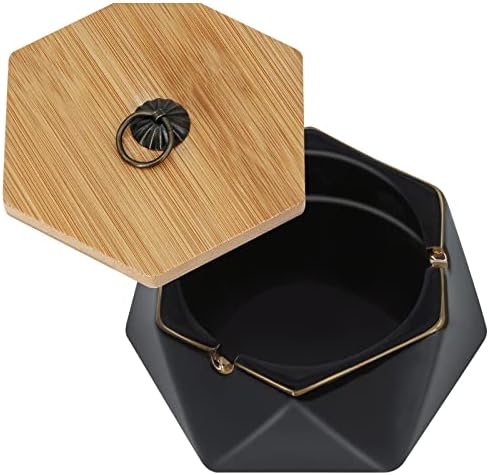 Pink Marble Ceramic Ash Tray with Lid for Home and Office