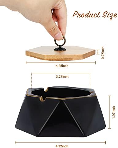 Pink Marble Ceramic Ash Tray with Lid for Home and Office