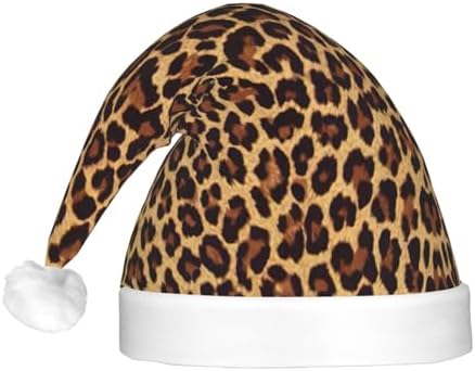 Leopard Patterned Light Up Christmas Santa Hat for Adults
