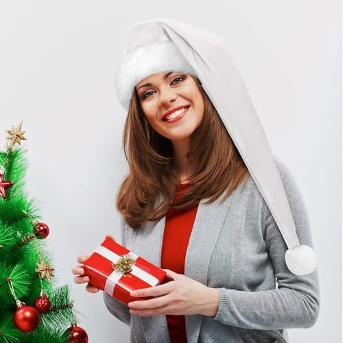 Funnysoft 2 Pcs Velvet Santa Hat for Adults