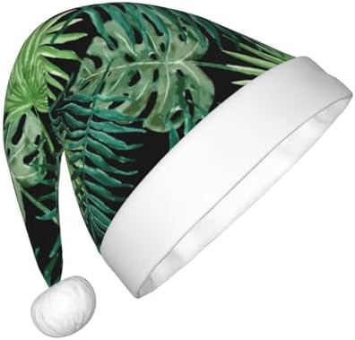 Transparent Palm Leaf Print Santa Hat for Christmas Party