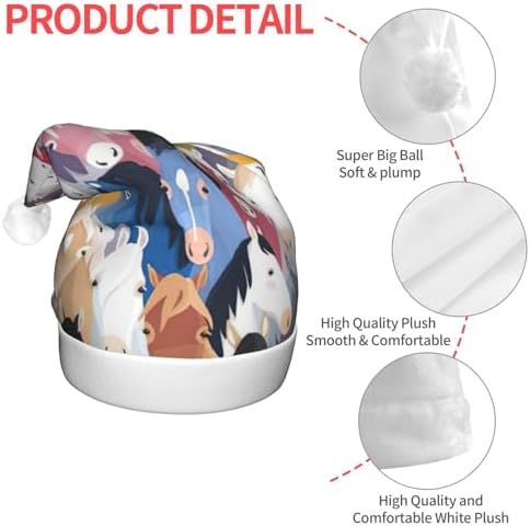 QINZHENG LED Cartoon Horses Santa Hat for Christmas Party