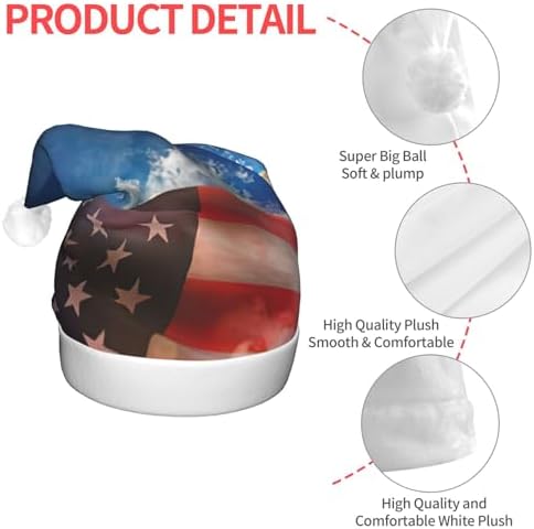 USA Flag Eagle Art Print Light Up Santa Hat for Adults