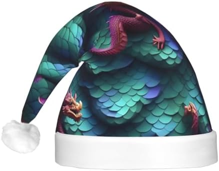 3D Magical Dragon Scales Print Velvet Santa Hat with LED Lights