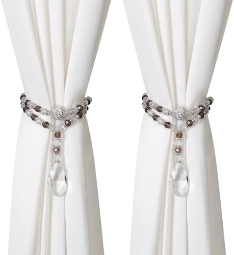 SUQ I OME Magnetic Crystal Beaded Curtain Tieback Gray