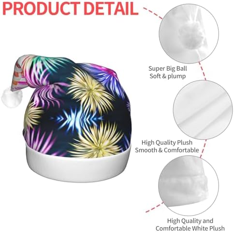 Patriotic 4th of July American Flag Print Christmas Santa Hat Plush Light Up