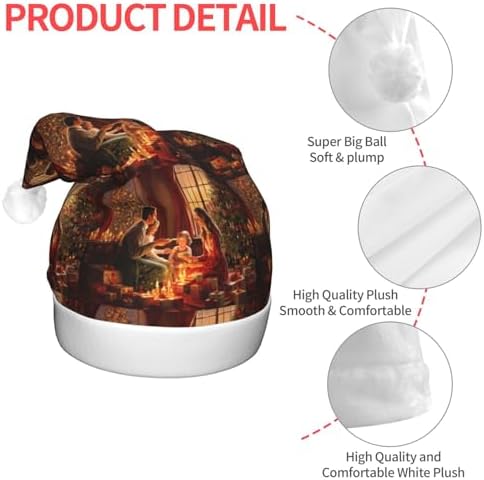 Merry Christmas Santa Hat Plush Light Up for Adults