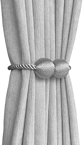 Melaluxe 4 Pack Magnetic Curtain Holdbacks Grey