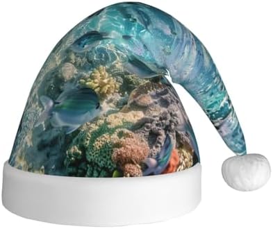 Marine Life Print Christmas Santa Hat Plush Funny for Adults