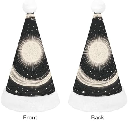 Santa Hat Black White Art Sun Moon Galaxy Christmas Party Headwear