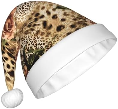 QinZheng Striped Leopard Print Santa Hat for Women